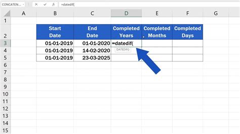 calculate difference between two dates in months and days excel