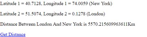 calculate distance between two latitude longitude points in javascript