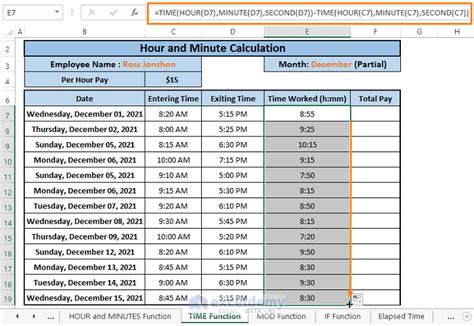 Calculate Hours Minutes In Excel
