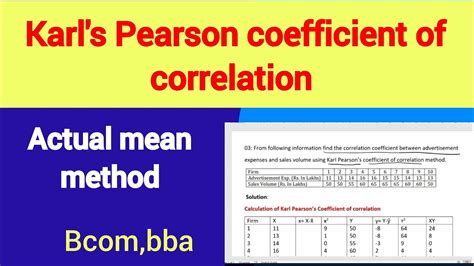 calculate karl pearson coefficient of correlation by actual mean method