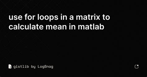 Calculate Mean Loop