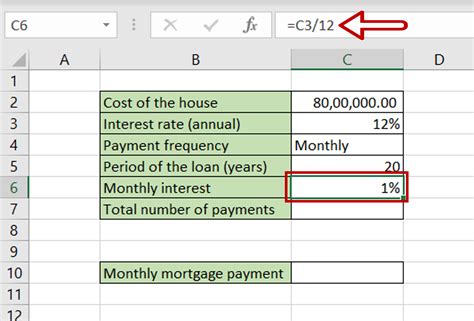 calculate mortgage interest payment in excel