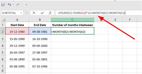 calculate number of months between two dates power query