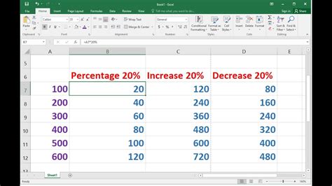 calculate rate of increase in excel