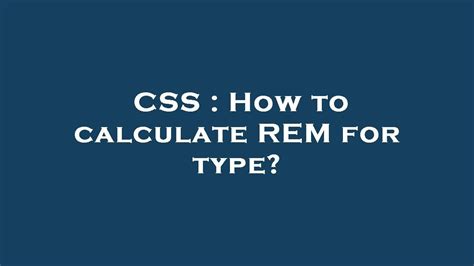 Calculate Rem In Css