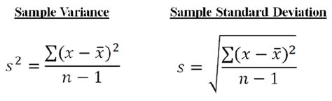 Calculate Sample Variance From Standard Deviation