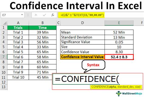 calculate standard deviation from confidence interval in excel