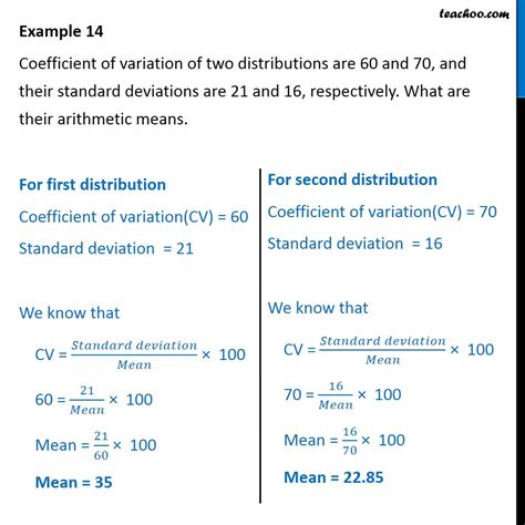 calculate standard deviation variance and coefficient of variation
