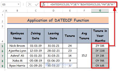 calculate tenure between two dates
