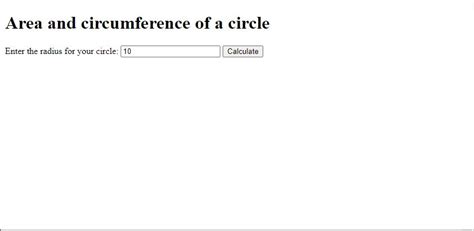 calculate the area of a circle in javascript