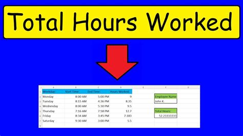 calculate total hours in excel