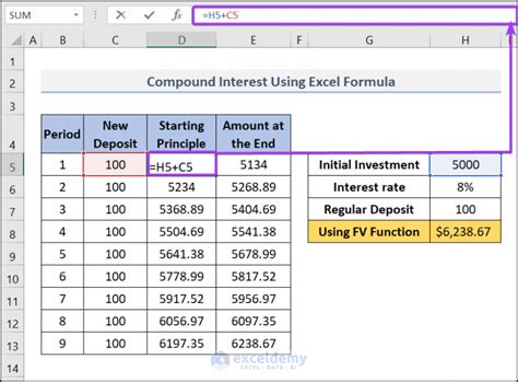 calculating daily compound interest in excel