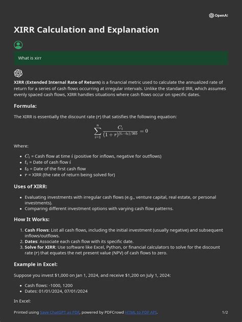 Calculation For Xirr