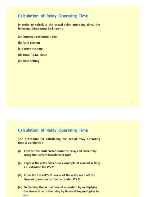 Calculation Of Relay Operating Time