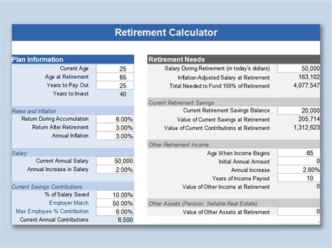 calculator for retirement planning canada