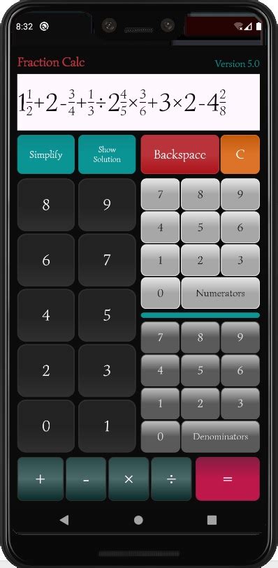 calculator fractions and numbers