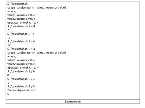 Calculator In Shell Script Example