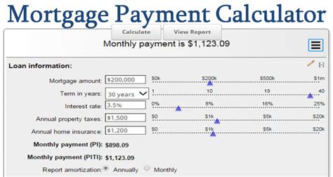 calculator mortgage payment rate