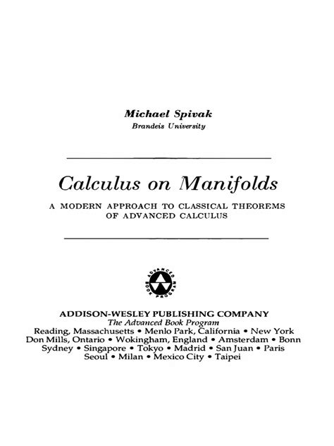 calculus on manifolds pdf