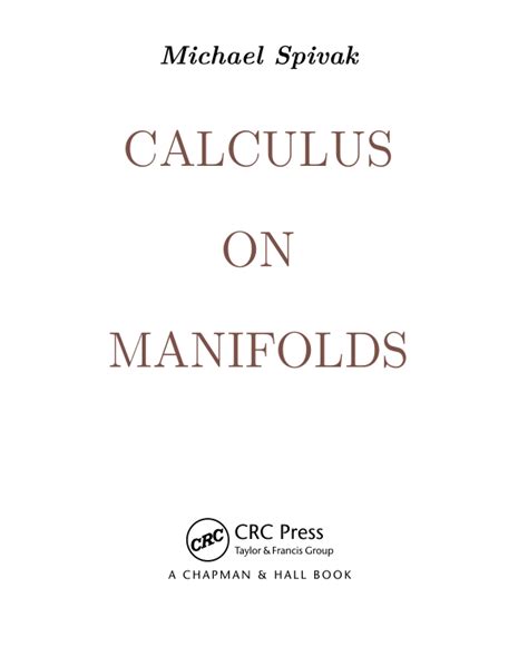calculus on manifolds spivak