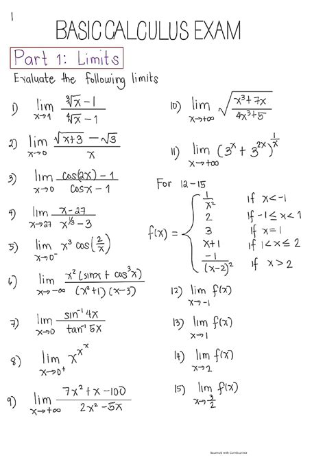 calculus problems and answers