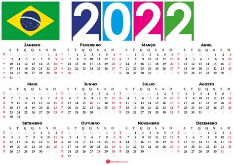 calendário 2022 brasil para imprimir