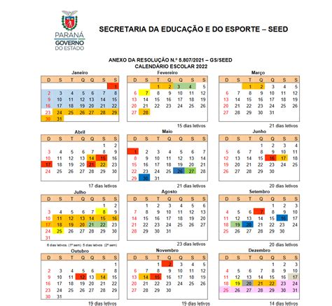 calendário escolar estadual 2022