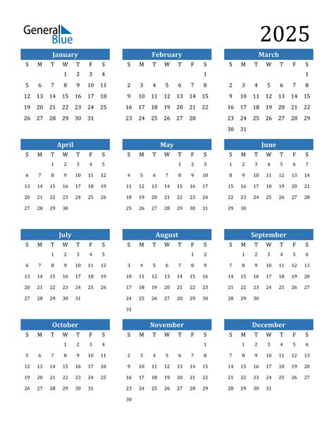 2025 Calendar with Federal Holidays