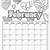 calendar coloring page