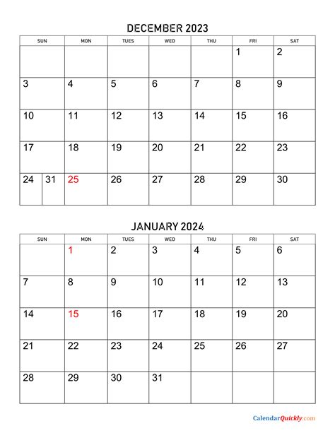Calendar Dec 2024 Jan 2024