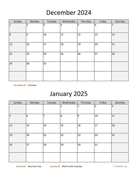 Calendar For December 2024 And January 2025