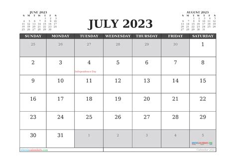 July 2023 Printable Calendars