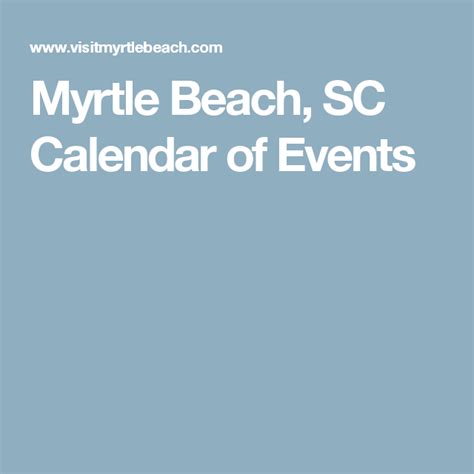 Calendar Of Events Myrtle Beach