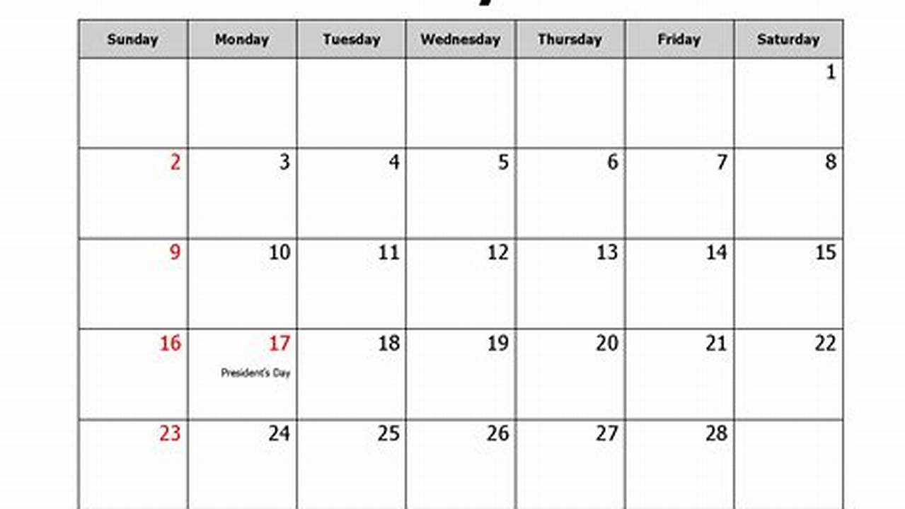 Calendar Of Feb. 2025