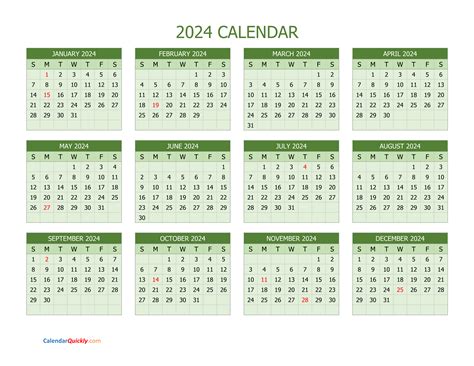 Calendar Of The Year 2024