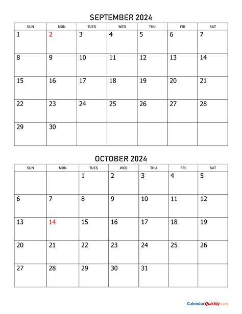Calendar September And October 2024