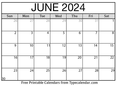 Calendar Template June And July 2024