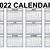 calendar template printable free 2022