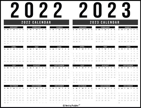 calendar 2022 2023 printable free