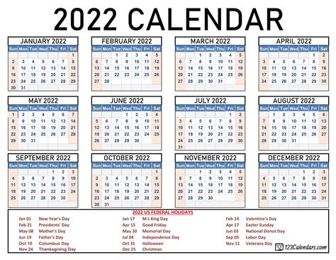 Calendar 2022 Dates