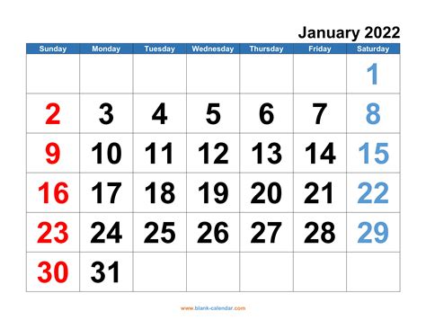 calendar 2022 printable free monthly pdf