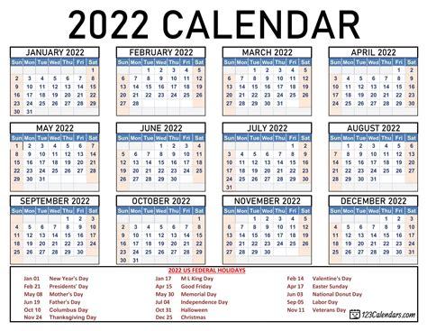 calendar 2022 year view