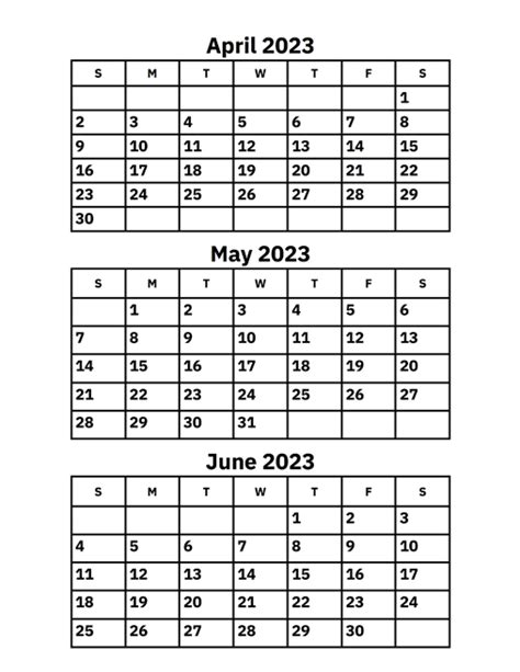 calendar 2023 april may june july