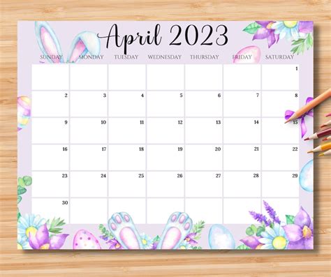 calendar 2023 april month easter