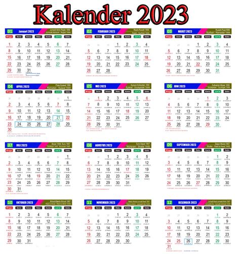 calendar 2023 excel indonesia download