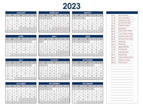 calendar 2023 excel malaysia