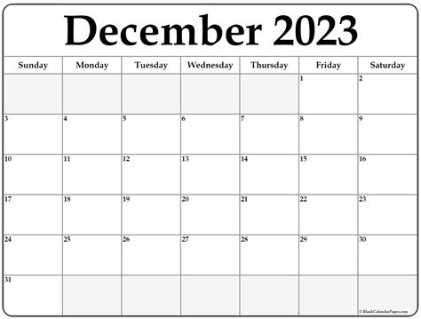 calendar 2023 printable december