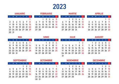 calendar 2023 romanesc
