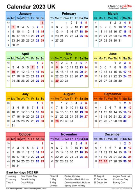 calendar 2023 uk printable free