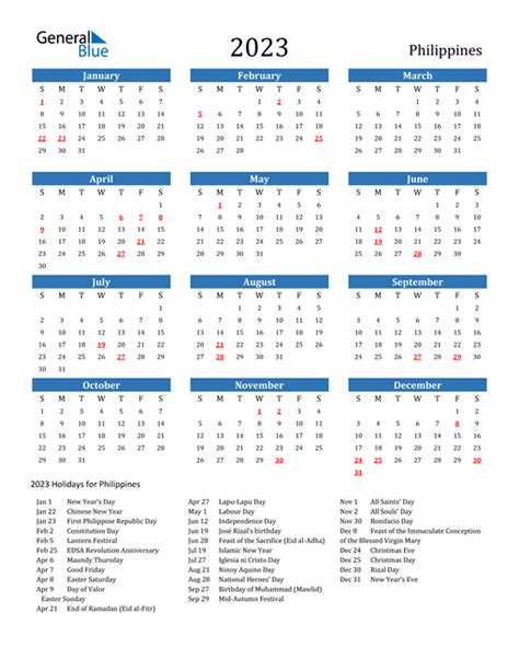 calendar 2023 with holidays philippines